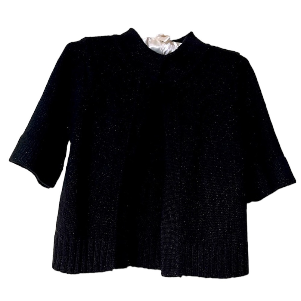 Black & silver glitter dressy shrug with closure, Ann Taylor Loft Sz S